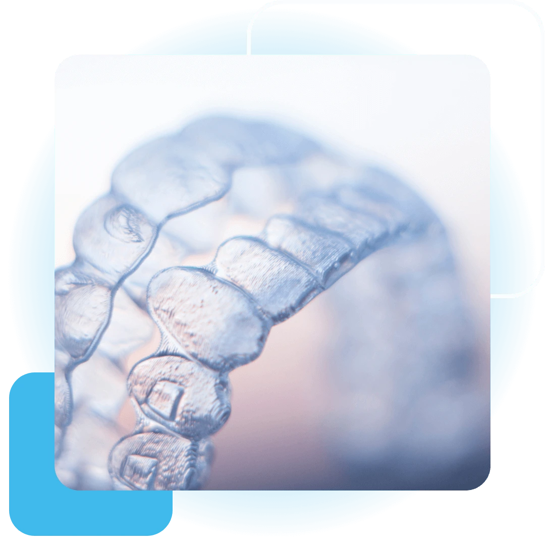 close-up of clear aligners