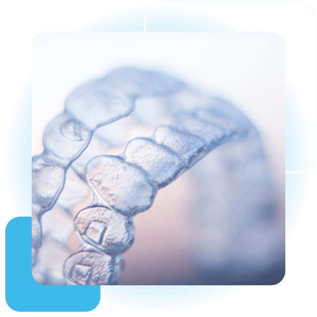 Close-up of a clear dental appliance